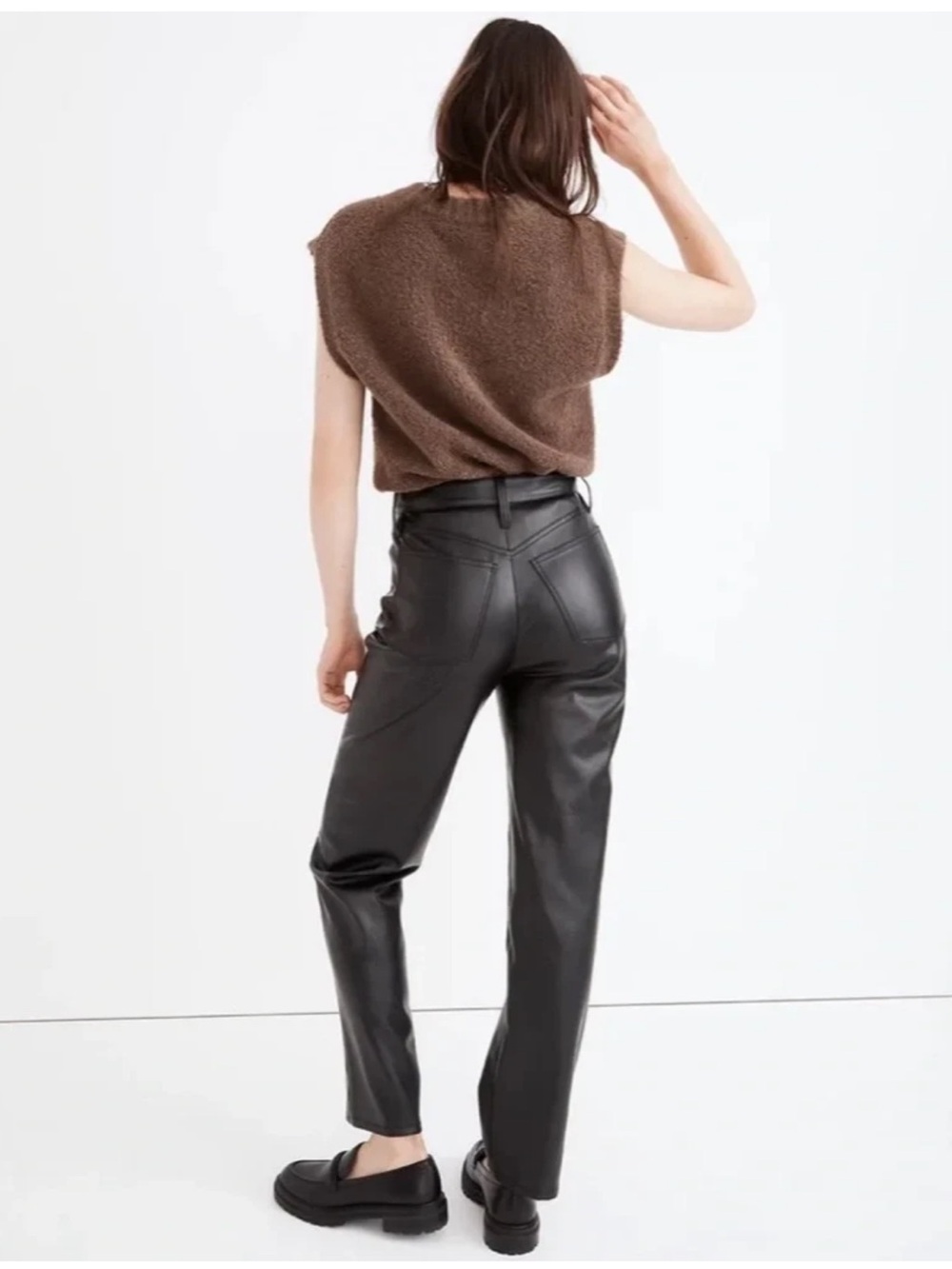 Madewell | The Perfect Vintage Straight Jeans Womens Size 30P Black Faux Leather - Picture 3 of 15